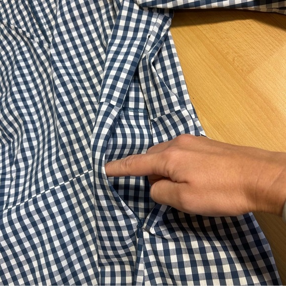 J. Crew X Universal Standard Blue and White Gingham Poplin Blouse Large Cotton - Picture 11 of 14